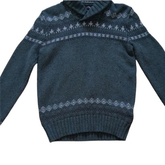 American Eagle Mens Fair Isle Green Knit Sweater - Picture 5 of 8